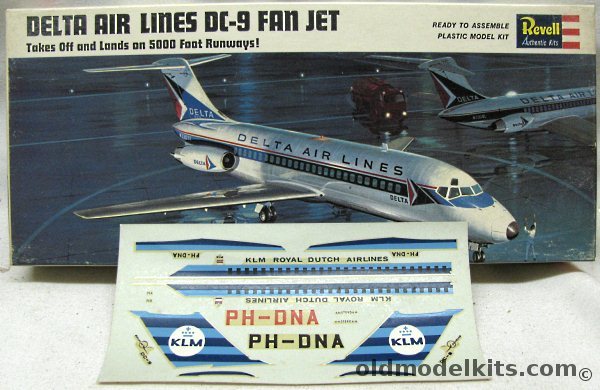Revell 1/120 Douglas DC-9 Delta - With Additional KLM Decals, H247-100 plastic model kit